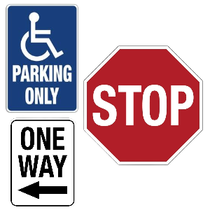 Parking Lot and Speed Control Signs