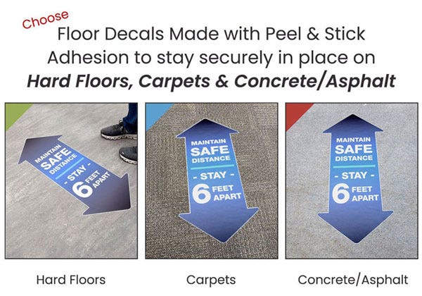 Indoor & Outdoor Social Distancing Floor Decals or Stickers